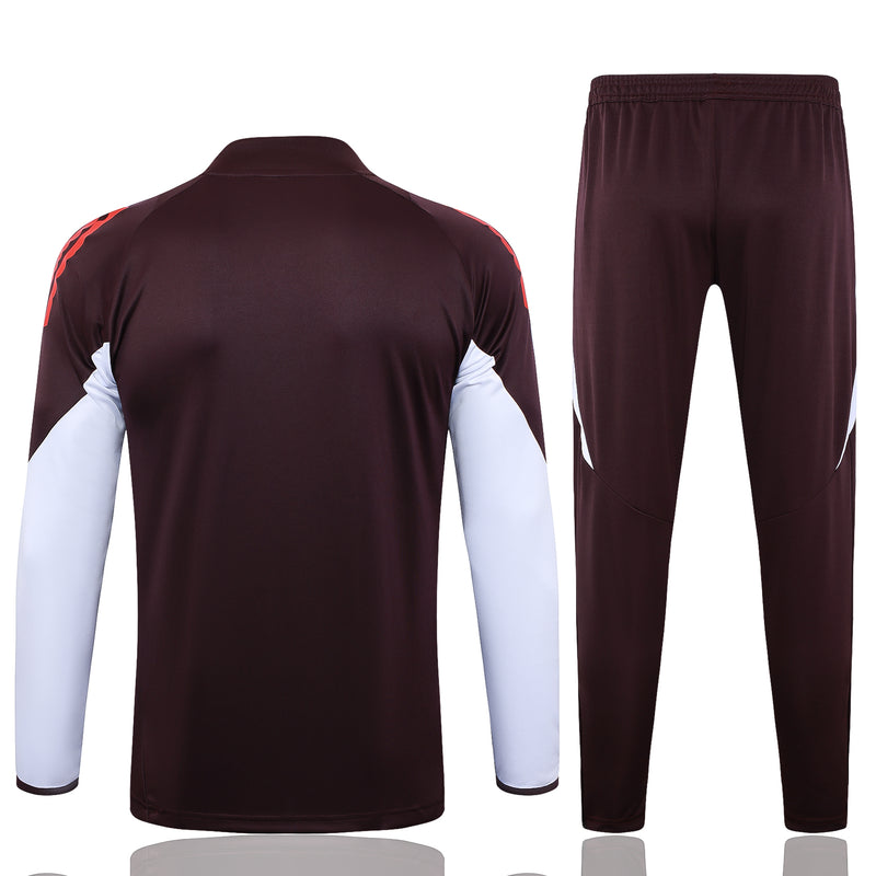 24/25 Conjunto Bayern de Munique - Frio Zíper Curto - Vermelho Escuro