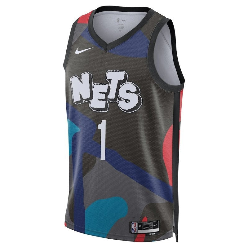 Camisa NBA Mikal Bridges - Brooklyn Nets - 23/24 - Preto - Edição Cidade